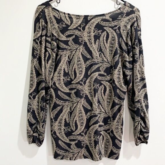 Ann Taylor black/tan top, S - Picture 3 of 6